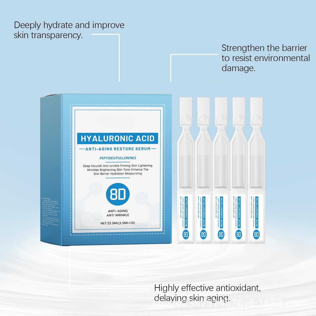 15 Hyaluronic Acid Ampoules with Peptides
