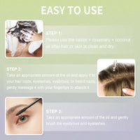 Thumbnail for HOYGI Hair Growth Oil, 6-in-1 Serum with Cold Pressed Castor, Coconut, Rosemary, Argan Oils, Biotin, Caffeine for Hair, Eyelashes, Eyebrows and Beard, 2 Fl Oz/pcs