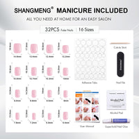 Thumbnail for SHANGMENG White Press on Nails Short - Soft Gel Square Press on Nails for Women Gift, Fit Perfectly & Natural Stick on Nails with Glue in 16 Sizes - 32 Reusable Fake Nails, Classic White