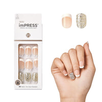 Thumbnail for KISS imPRESS Press-On Manicure, Nail Kit, PureFit Technology, Short Press-On Nails, 'Time Slip', Includes Prep Pad, Mini Nail File, Cuticle Stick, and 30 Fake Nails