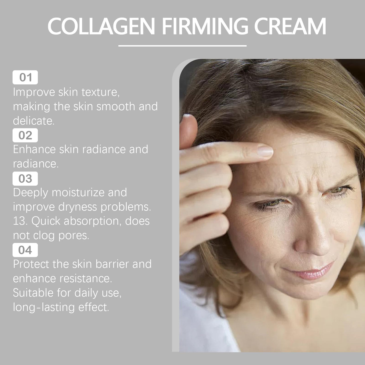 AMALIA Collagen Firming Cream with Hyaluronic Acid 7%, Day and Night Face Cream, Anti-Aging Moisturizer for Face and Under Eyes, 1.76 oz