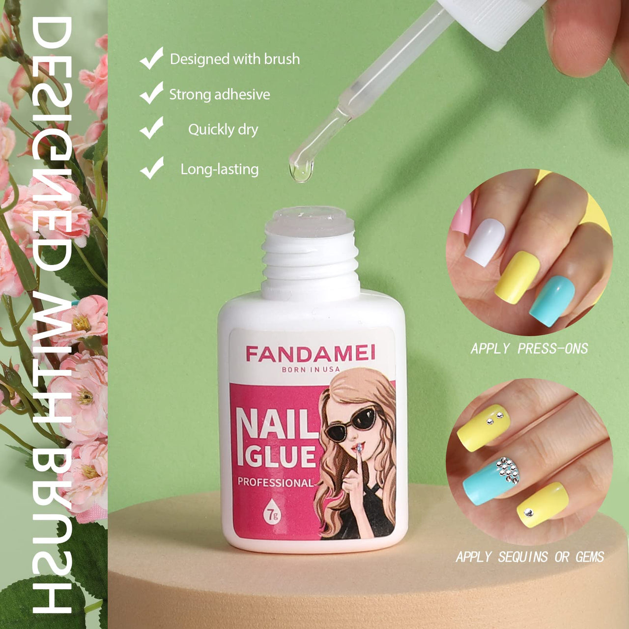 FANDAMEI 24 Colors Press on Nails Square, 24 Packs 576PCS Press on Nails Medium Glossy, Lightweight Natural Fake Nails Full Cover, False Nails with Glue, Short Square Acrylic Press on Nails