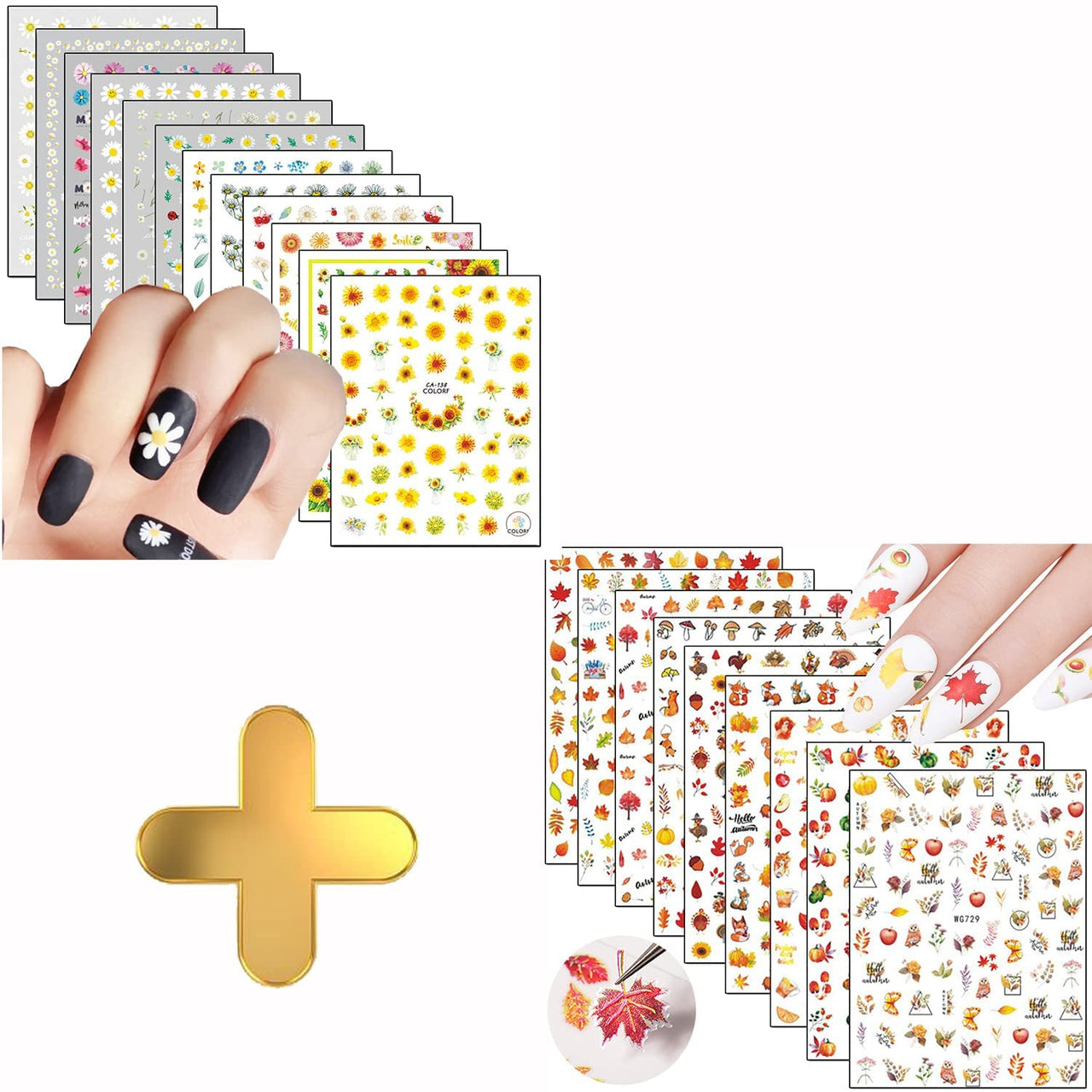 12 Sheets Flowers Nail Art Nail Nail Wraps with 8 Sheets Thanksgiving Nail Art Nail Nail Wraps