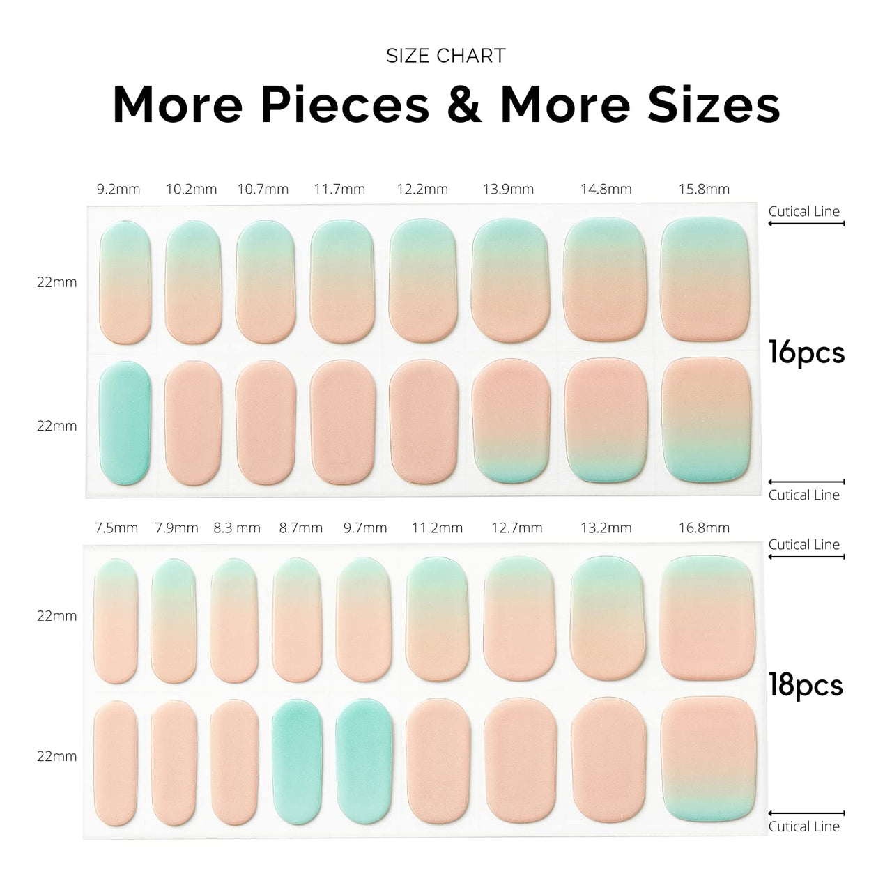 Nailog Semi Cured Gel Nail Strips 34 pcs | Long Lasting Nail Polish Sticker Nail Wraps with Glossy Gel Finish | New Dawn