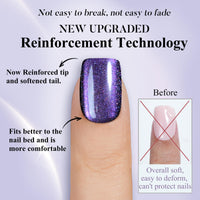Thumbnail for Cat Eye Press on Nails Short 5 Styles, Jofay Fashion 160Pcs Salon-Like Fake Nails with Glitter Chasing Light Cat Eye Designs, Valentines Artificial Acrylic Nails Glue on Nails Stick on Nails for Women