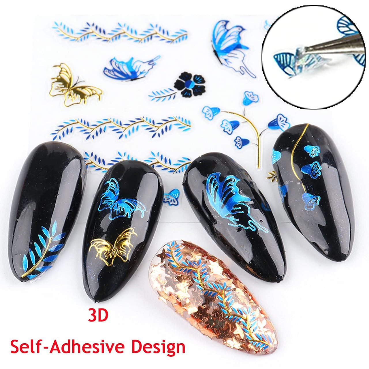 24 Sheets Flowers Nail Art Nail Nail Wraps with 8 Sheets Butterfly Nail Art Nail Nail Wraps