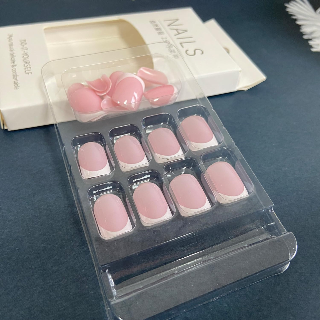 White French Tip Press On Nails gel nail wraps – french white – CrazyGels