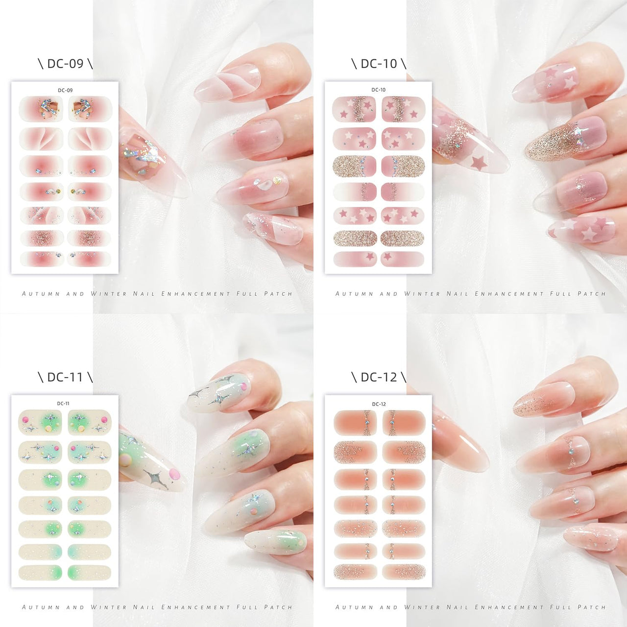 14 Sheets Spring Nail Nail Wraps Nail Nail Wraps Semi Cured Gel Strips Supplies Flowers Decals With File Full Wrap Polish Nail Nail Wraps for Women Girls DIY Decorations