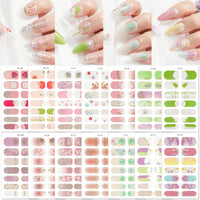 Thumbnail for 14 Sheets Spring Nail Nail Wraps Nail Nail Wraps Semi Cured Gel Strips Supplies Flowers Decals With File Full Wrap Polish Nail Nail Wraps for Women Girls DIY Decorations