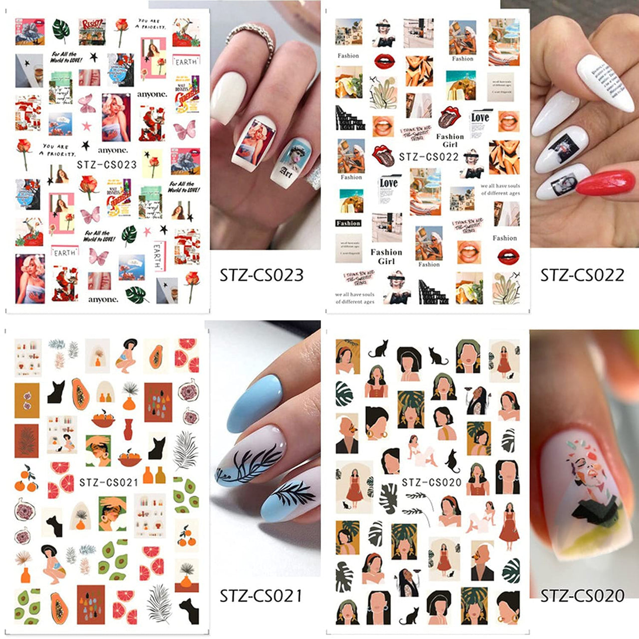30 Sheets White Nail Nail Nail Wraps and 188 Sheets Colorful Nail Nail Nail Wraps