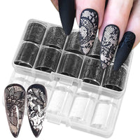 Thumbnail for XEAOHESY 20 Rolls Black White Lace Nail Art Foil Transfer Sticker Kit Flower Foil Transfers Decals Lace Flowers Nail Foil Transfer Nail Nail Wraps Sheets Nail Art Sticker Foil Nail Nail Wraps for Foil Nail Art
