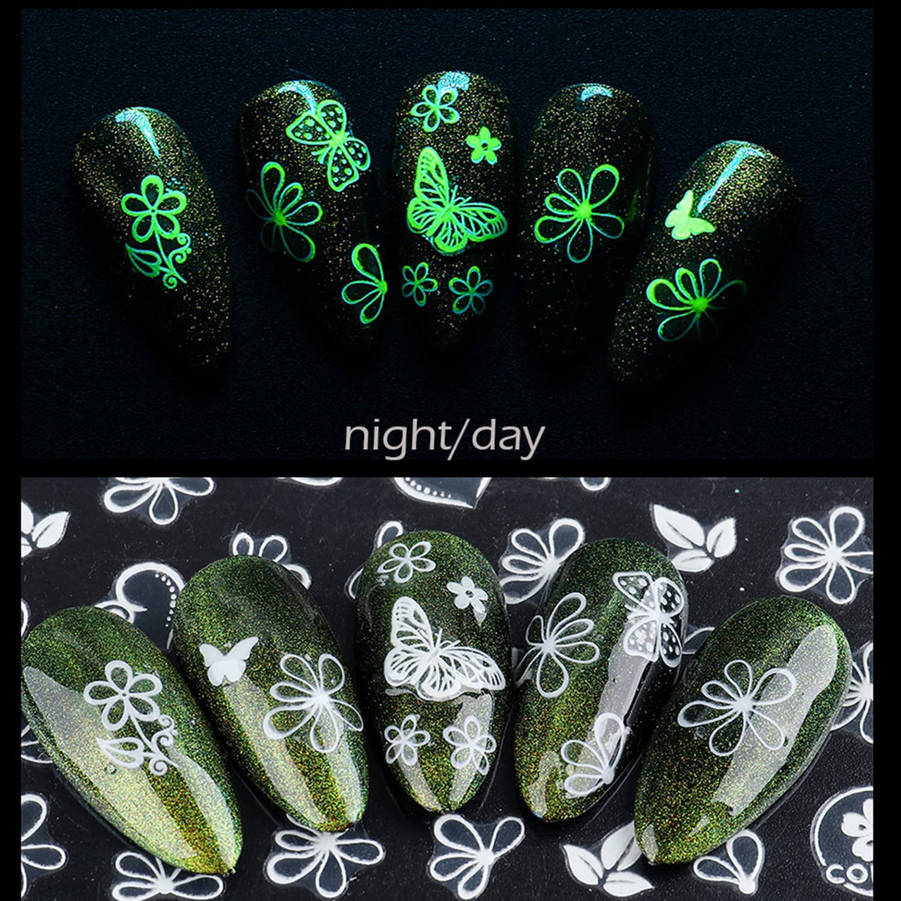 8 Sheets Luminous Nail Nail Nail Wraps and 8 Sheets Butterfly Nail Nail Nail Wraps