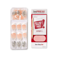 Thumbnail for KISS imPRESS Press-On Manicure, Nail Kit, PureFit Technology, Short Press-On Nails, 'Time Slip', Includes Prep Pad, Mini Nail File, Cuticle Stick, and 30 Fake Nails