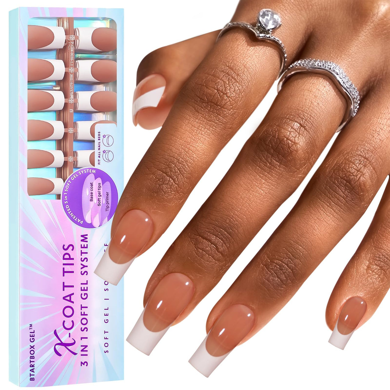 Btartboxnails Xcoattips French Tip Nails, gel nail wraps – french long – CrazyGels