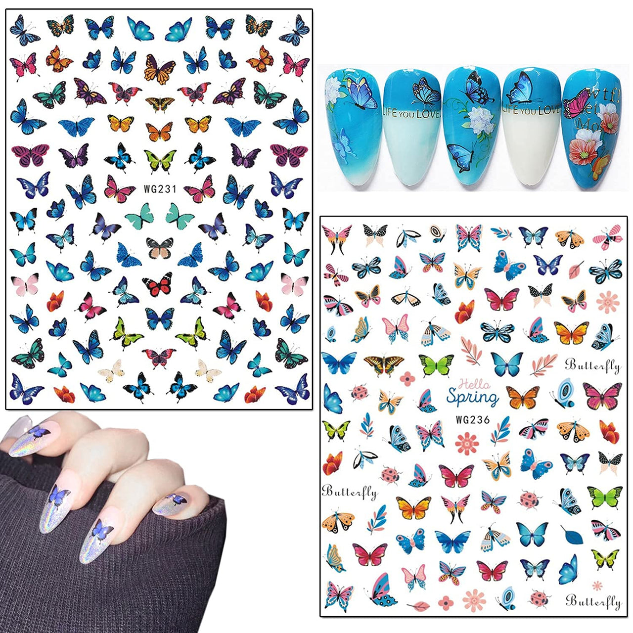 24 Sheets Flowers Nail Art Nail Nail Wraps with 8 Sheets Butterfly Nail Art Nail Nail Wraps