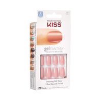 Thumbnail for KISS Gel Fantasy Press On Nails, Nail glue included, 'Ribbons', Pink, Short Size, Squoval Shape, Includes 28 Nails, 2g glue, 1 Manicure Stick, 1 Mini File