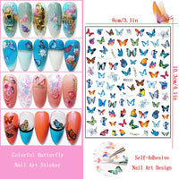 Thumbnail for 24 Sheets Flowers Nail Art Nail Nail Wraps with 8 Sheets Butterfly Nail Art Nail Nail Wraps