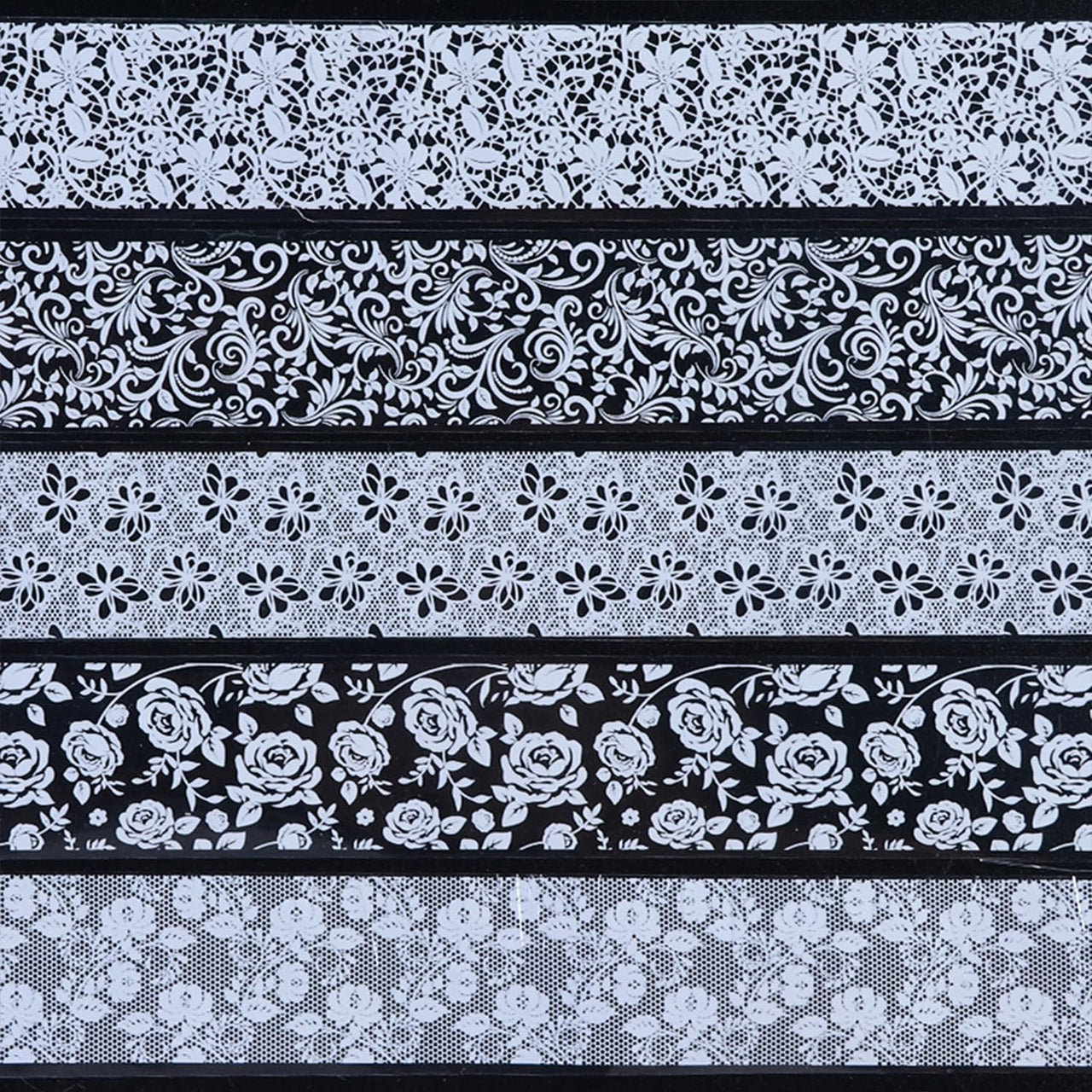 XEAOHESY 10 Rolls Black White Flower Nail Foil Transfer Sticker Kit Lace Nail Foil Sheets Foil Nail Art Decals Flower Nail Foil Transfer Nail Nail Wraps Foil Nail Nail Wraps for Women Nail Art