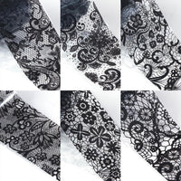 Thumbnail for XEAOHESY 20 Rolls Black White Lace Nail Art Foil Transfer Sticker Kit Flower Foil Transfers Decals Lace Flowers Nail Foil Transfer Nail Nail Wraps Sheets Nail Art Sticker Foil Nail Nail Wraps for Foil Nail Art
