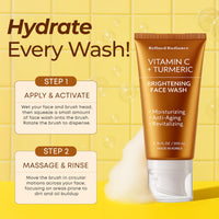 Thumbnail for Tube of Vitamin C + Turmeric Brightening Face Wash with application instructions on a yellow background