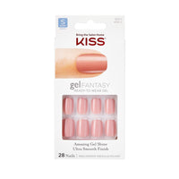 Thumbnail for KISS Gel Fantasy Press On Nails, Nail glue included, 'Ribbons', Pink, Short Size, Squoval Shape, Includes 28 Nails, 2g glue, 1 Manicure Stick, 1 Mini File