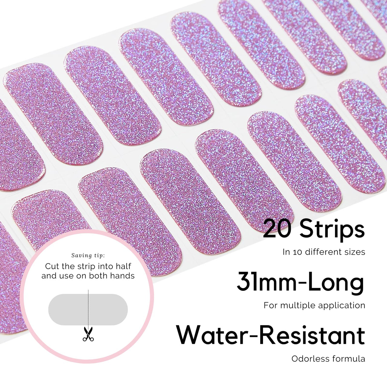 NAILOG Semi Cured Gel Nail Strips - 20 Pcs Nail Nail Wraps | Buy 2 Get 1 UV Lamp | Extra Long Nail Wraps With Glossy Gel Finishing | Coco