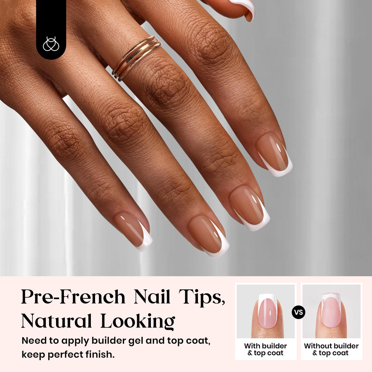 Beetles French Tips Press On Nails: gel nail wraps – french long – CrazyGels