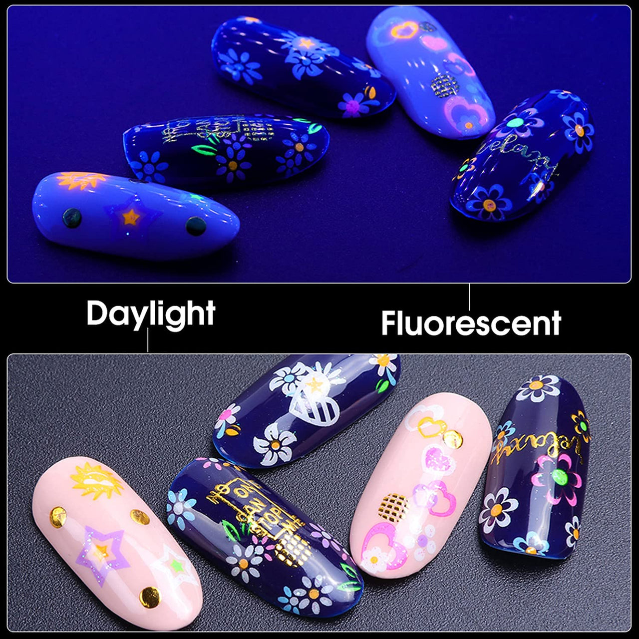 30 Sheets Black Nail Nail Nail Wraps and 24 Sheets Fluorescent Nail Nail Nail Wraps