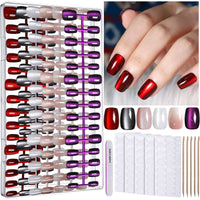 Thumbnail for FANDAMEI Cat Eye Press On Nails, 6 Colors Press On Nails Short Square, Natural Fake Nails Fine Diamond Shine, Glossy Ombre, Cat Eye Press on Nails for Women with Salon Quality, Press on Nails Kit