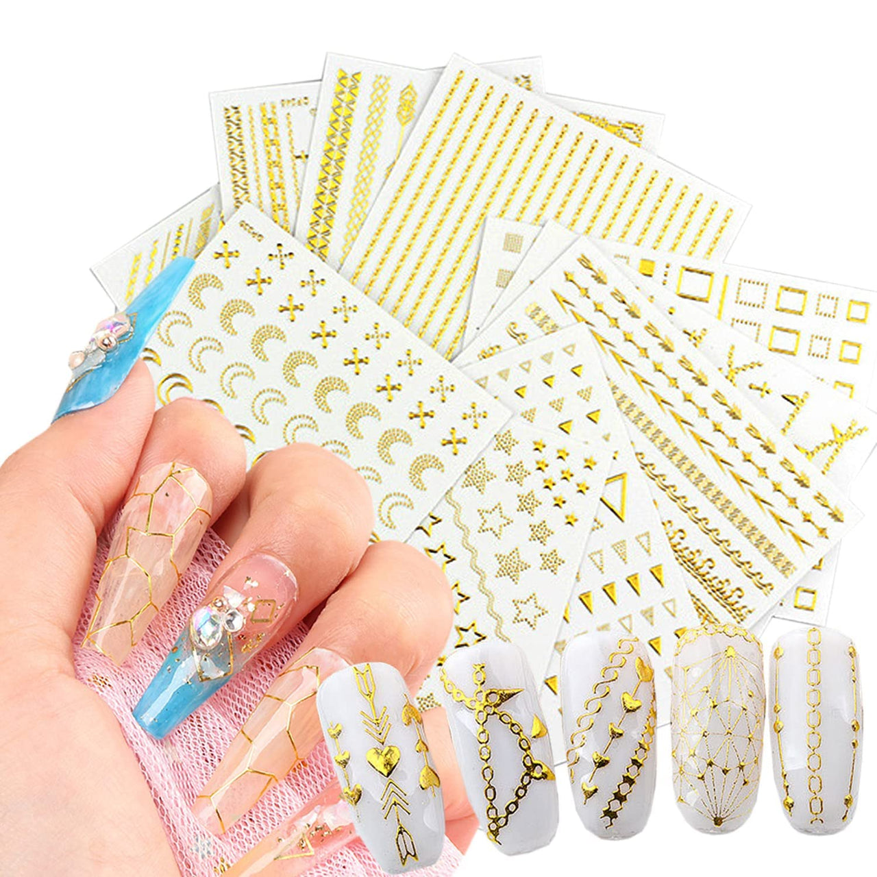 30 Sheets Black Nail Nail Nail Wraps and 12 Sheets Gold Nail Nail Nail Wraps