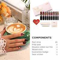 Thumbnail for NAILOG Semi Cured Gel Strips - 20 Pcs Nail Stickers | Buy 2 Get 1 UV Light | Extra Long Wraps With Glossy Gel Finishing Black Flowers, Poppy