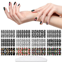 Thumbnail for XEAOHESY 168 Pieces 12 Sheets Black White Flower Nail Nail Wraps for Short Nails with Nail File Flower Nail Polish Strips Self-Adhesive Gel Nail Strips Nail Nail Nail Wraps Full Nail Nail Wraps for Nail Art