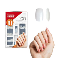 Thumbnail for KISS Full-Cover Nails, Press On Nails, Nail glue included, 'Short Square', Clear, Short Size, Squoval Shape, Includes 100 Nails, 3g Glue