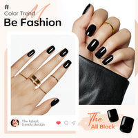 Thumbnail for Modelones 32Pcs Black Press on Nails, Upgrade Short Square Fake Nails, Reusable Nail Kit with Nail Glue Adhesive Tabs Mini Nail File, Nails Press Ons 16 Sizes