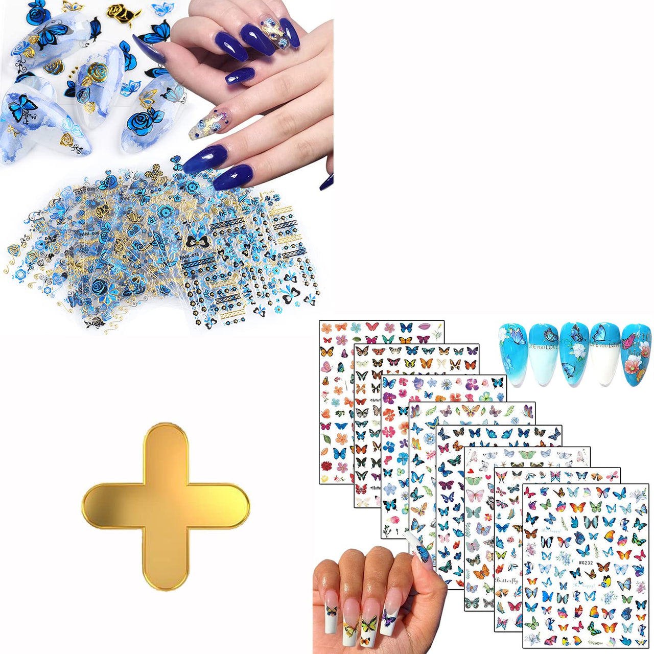 24 Sheets Flowers Nail Art Nail Nail Wraps with 8 Sheets Butterfly Nail Art Nail Nail Wraps