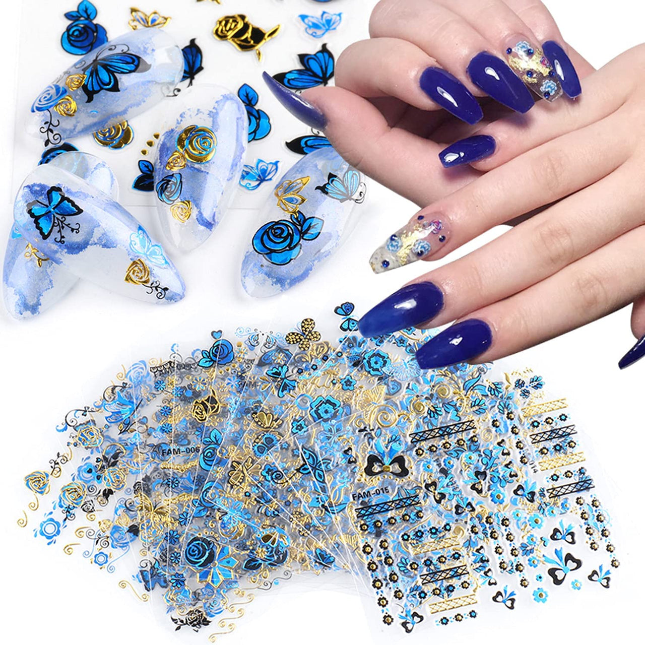 24 Sheets Flowers Nail Art Nail Nail Wraps with 8 Sheets Butterfly Nail Art Nail Nail Wraps