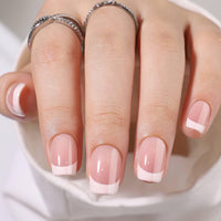 Thumbnail for QQPPOLIU Gel Press on Nails - Square, Short, Glue on Nails - (Glossy, Lipstick, White French Tip)