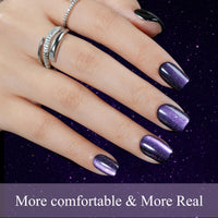 Thumbnail for Cat Eye Press on Nails Short 5 Styles, Jofay Fashion 160Pcs Salon-Like Fake Nails with Glitter Chasing Light Cat Eye Designs, Valentines Artificial Acrylic Nails Glue on Nails Stick on Nails for Women