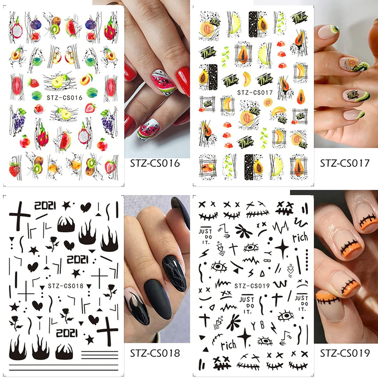 30 Sheets White Nail Nail Nail Wraps and 188 Sheets Colorful Nail Nail Nail Wraps