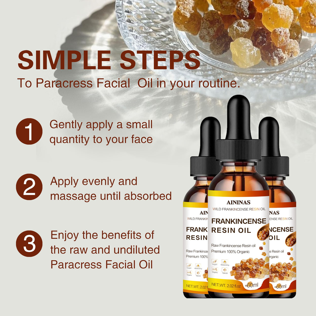 AININAS Organic Frankincense Resin Facial Oil