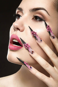 Thumbnail for RUOKEXIN Long Square Press on Nails Green Ombre French Fake Nails Pink Ombre False Nails with 3D Star Designs Long Square Nail Press ons Sparkly Glue on Nails Cute Stick on Nails for Women 24Pcs