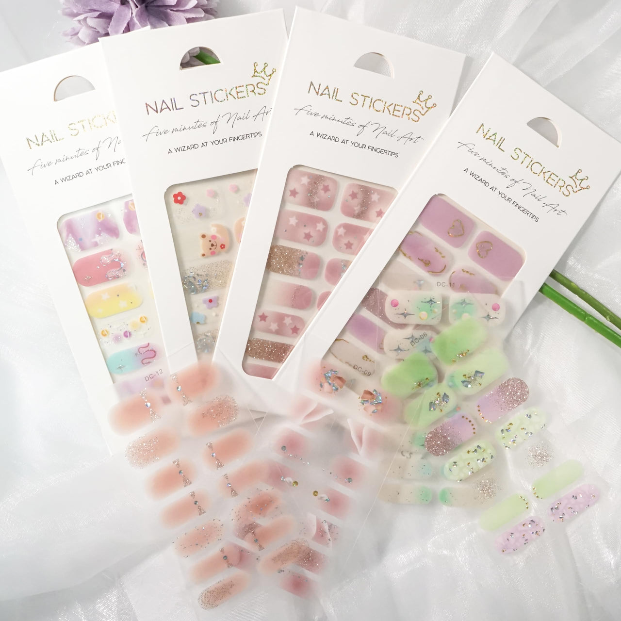 14 Sheets Spring Nail Nail Wraps Nail Nail Wraps Semi Cured Gel Strips Supplies Flowers Decals With File Full Wrap Polish Nail Nail Wraps for Women Girls DIY Decorations