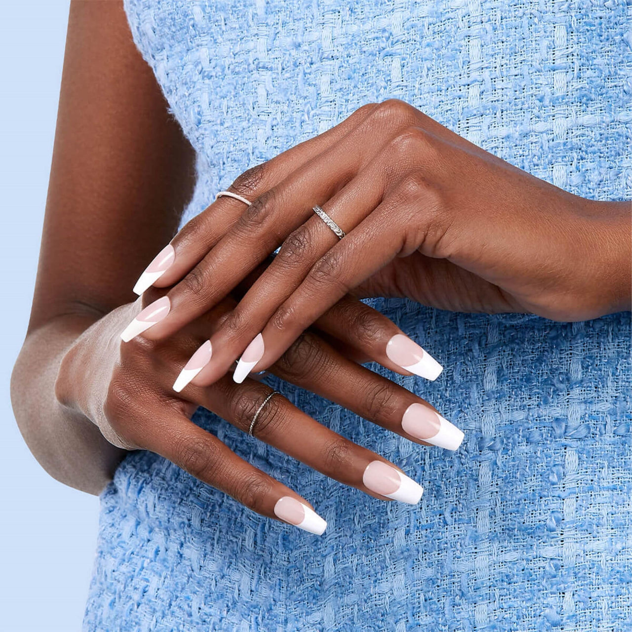 Kiss Salon Acrylic French Nail Manicure gel nail wraps – french long – CrazyGels