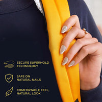 Thumbnail for KISS imPRESS No Glue Mani Press On Nails, Design, 'Evanesce', Beige, Short Size, Oval Shape, Includes 30 Nails, Prep Pad, Instructions Sheet, 1 Manicure Stick, 1 Mini File