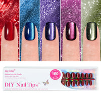Thumbnail for Cat Eye Press on Nails Short 5 Styles, Jofay Fashion 160Pcs Salon-Like Fake Nails with Glitter Chasing Light Cat Eye Designs, Valentines Artificial Acrylic Nails Glue on Nails Stick on Nails for Women