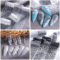 Thumbnail for XEAOHESY 10 Rolls Lace Nail Art Foil Transfer Sticker Kit Black White Flower Foil Transfers Decals Nail Art Sticker Lace Flowers Nail Transfer Nail Nail Wraps Sheets Foil Nail Nail Wraps