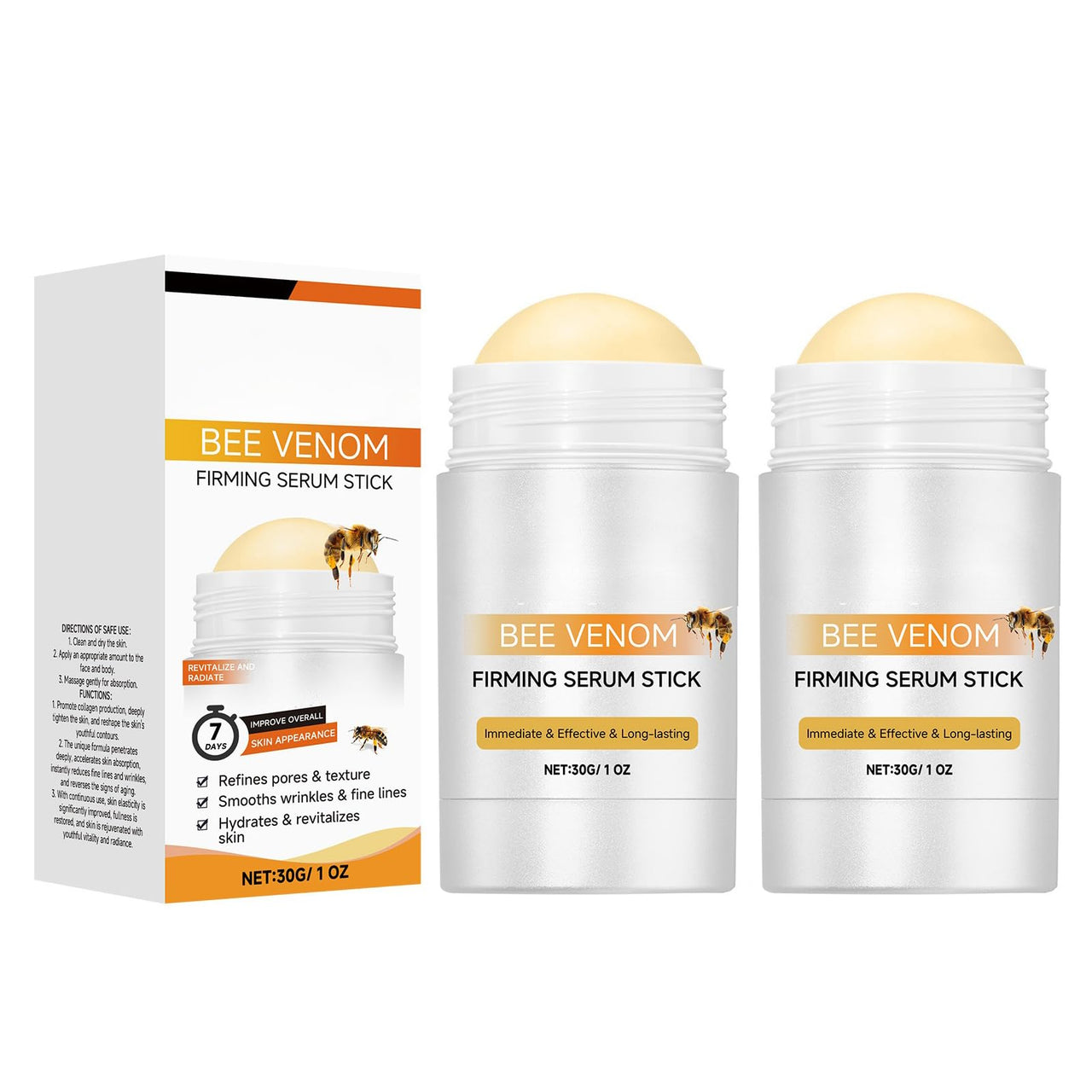 Bee Venom Firming Serum Stick with packaging on a white background