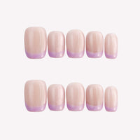 Thumbnail for Set of beige nail extensions with a gradient purple tip on a white background