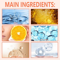 Thumbnail for Collage of skincare product ingredients including water, oil, vitamin C, panthenol, and rose flower oil.