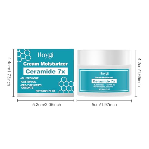 Hoygi Cream Moisturizer Ceramide 7x with dimensions on a white background